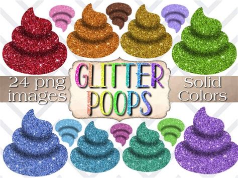 Glitter Poop Clipart Digital Stickers Glitter Poop Solid Etsy