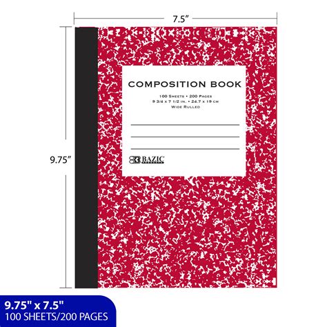 Bazic Wr 100 Ct Assorted Color Marble Composition Book Bazic Products