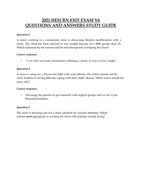 2021 Hesi Rn Exit Exam V6 Latest Verified Exam Elaborations Study