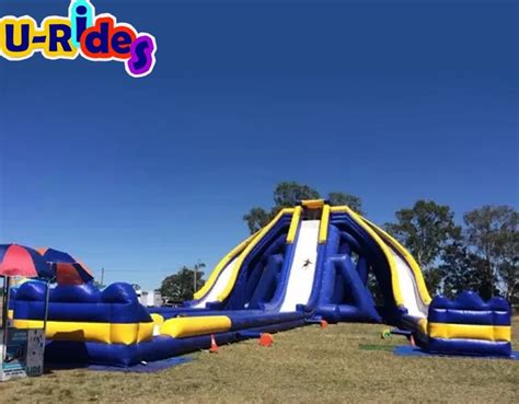 Triple Lane Inflatable Water Slides Theme Adults Huge Inflatable Wet Slide N Slip For Adventure