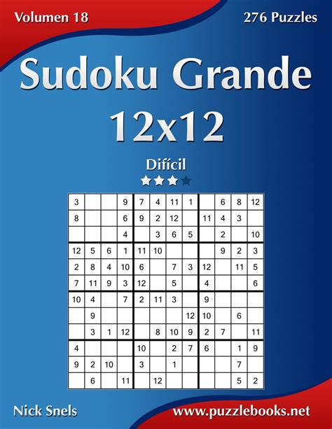 Sudoku Grande 12x12 Difícil Volumen 18 276 Puzzles