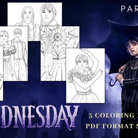 Wednesday Addams Coloring Pages Instant Digital Print Pdf Etsy