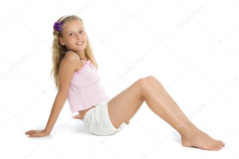 Pretty Teenage Girl Sit On Floor Stock Photo By VadimPP 1610047