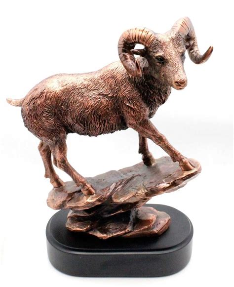 12 Patinated Copper Big Horn Sheep Bronze Figurine Statue