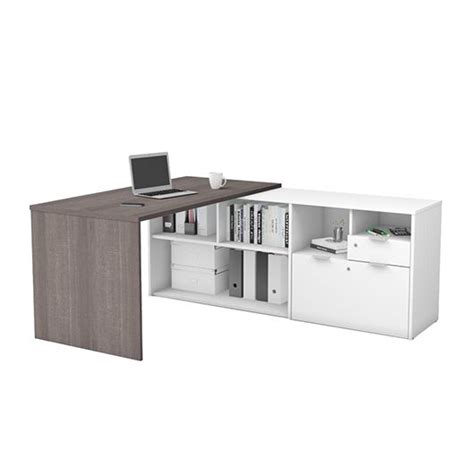 Bureau En L Gris Corce Et Blanc Bestar Wohnung Wohnen