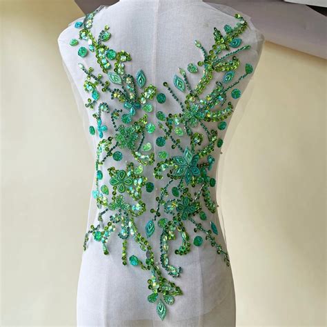 Heavy Beads Bodice Rhinestone Applique Pearl Motif Diamante Etsy