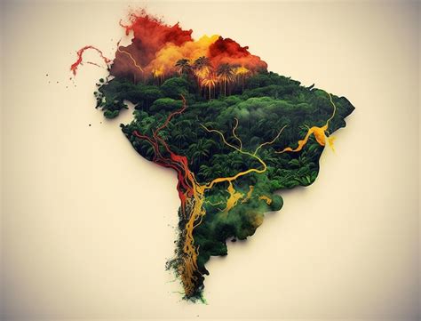 Premium Photo | Map of amazon jungle with fire.