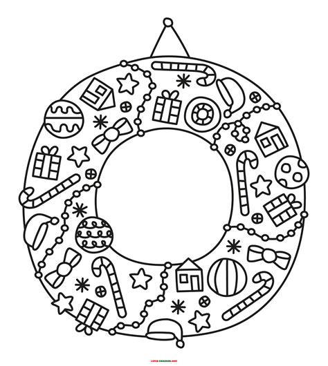 Coloriage couronne de Noel Coloriage de Noël