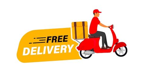 Premium Vector Free Delivery Banner With Courier On A Scooter