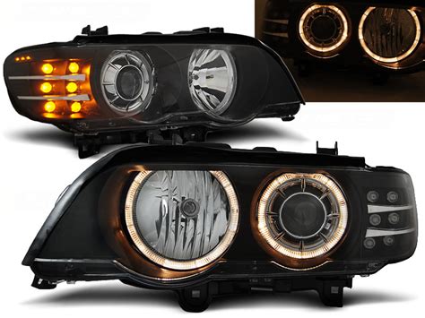 Faros Delanteros Angel Eyes Bmw X5 E53 09 99 10 03 Fondo Negro