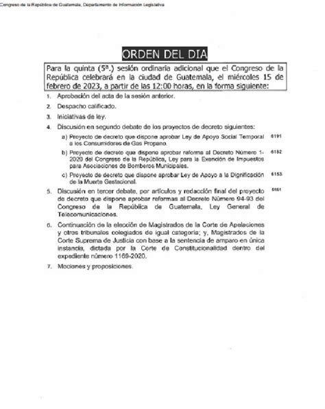 Congreso Guatemala On Twitter Conoce Los Proyectos De Orden Del D A