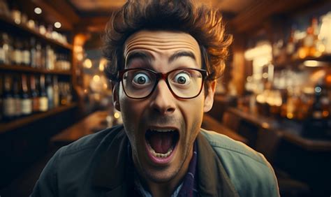 Premium Ai Image Surprised Man With Disheveled Hair And Open Mouth Wearing Glasses Generated Ai