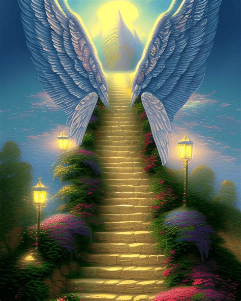 Stairway To Heaven With Angel Wings · Creative Fabrica