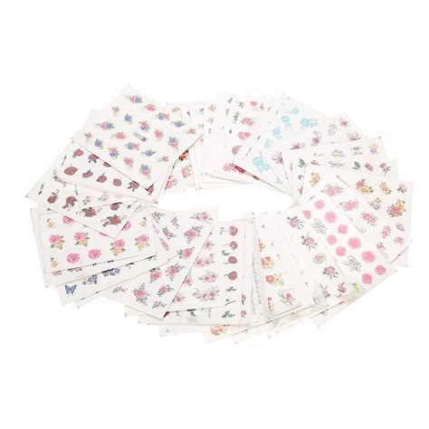 50 Sheets Mixed Flower Butterfly Cartoon Nail Art Water Transfer