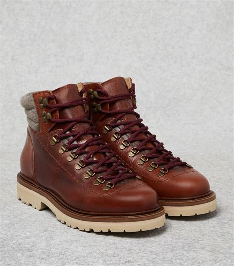 Mens Brunello Cucinelli Brown Leather Lace Up Boots Harrods Uk