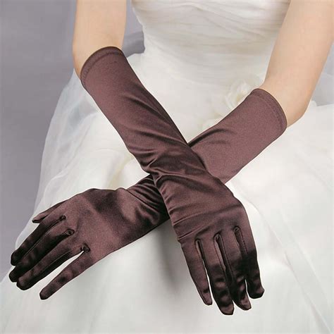 Ersazi Wool Gloves Womens Satin Long Gloves Opera Wedding Bridal Evening Party Prom Gloves In