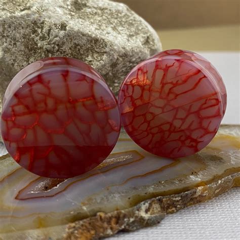 Red Dragon Vein Agate Stone Plugs