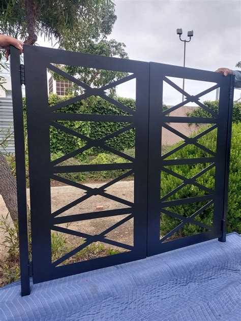 Contemporary Dual Entry Metal Gate Ornamental Iron Garden Etsy