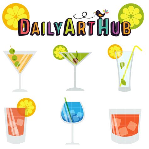 Cocktails Clip Art Set Daily Art Hub Graphics Alphabets And Svg