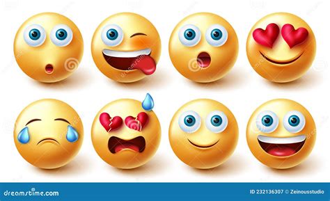 Emoji Characters Vector Set Smiley Emojis 3d Collection In Cute Facial