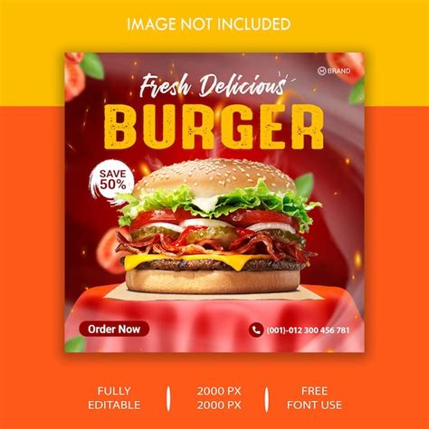 Premium PSD Delicious Burger Social Media Post