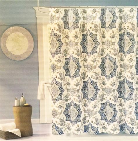 Tahari Home Fabric Floral Medallion Shower Curtain Stylish