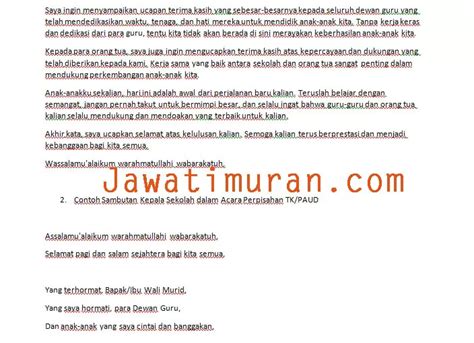 Lengkap Contoh Sambutan Kepala Sekolah Dalam Acara Perpisahan Paud Tk