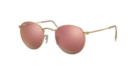 Ray Ban Rb3447 Round Flash Lenses 50 Copper And Gold Sunglasses