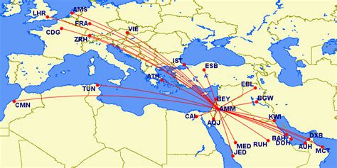 Saudi Arabian Airlines Route Map