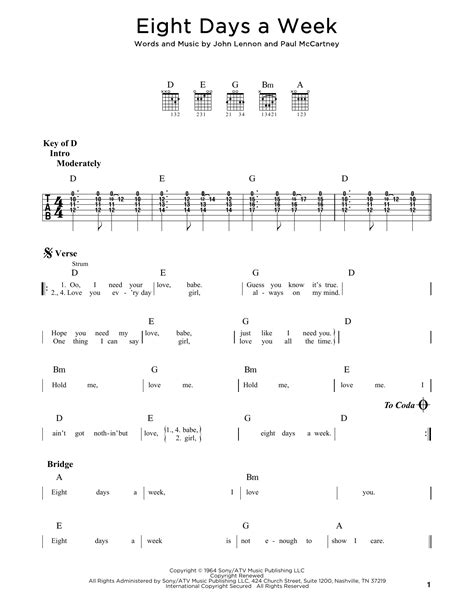 Eight Days A Week by The Beatles - Guitar Rhythm Tab - Guitar Instructor