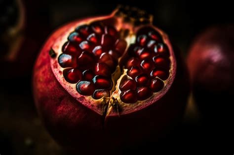 Premium Ai Image A Pomegranate With The Dark Background