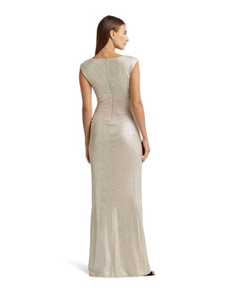 Lauren By Ralph Lauren Metallic Sleeveless Gown In White Lyst