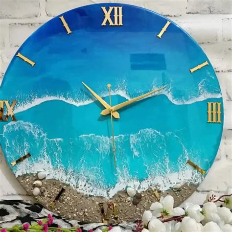 Stunning Blue Ocean Waves Wall Clock Resin Home Decor Sale