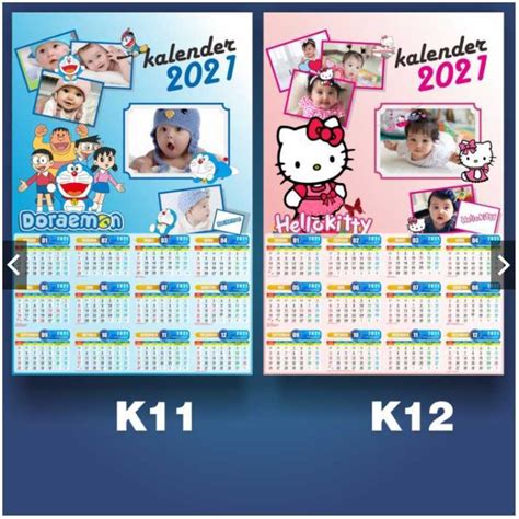 Desain Kalender 2022 Kalender 2022 Karakter Doraemon D02 Custom Foto Images