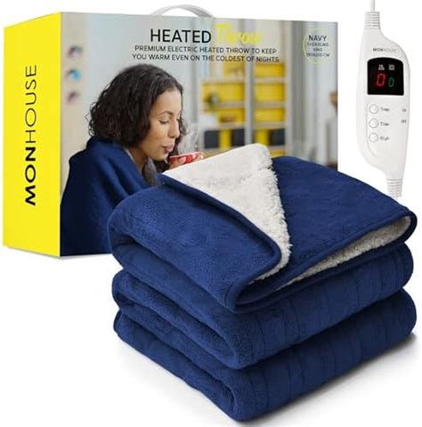 Monhouse Heated Throw Electric Blanket Digital Controller Timer