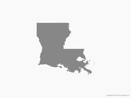 Printable Vector Map of Louisiana - Single Color | Free Vector Maps