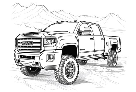 GMC New 2024 Sierra HD Trucks Coloring - Free Printable Coloring Pages