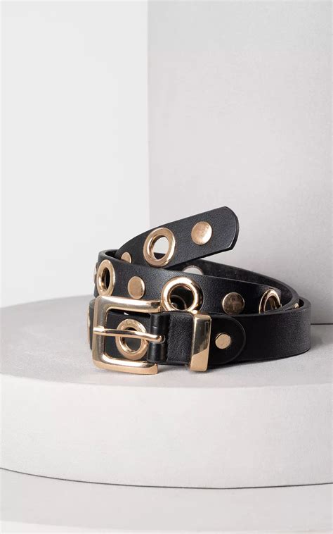 Riem Met Grote Studs Zwart Goud Guts Gusto