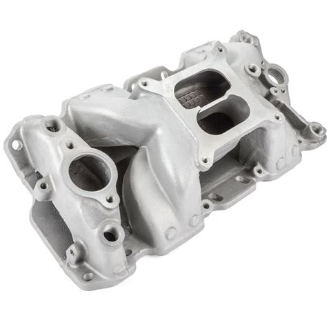 57 95 Small Block Chevy V8 Dual Plane Air Gap Intake Manifold Satin Herbert Cams And Parts