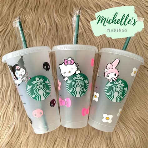 Sanrio Kuromi Hello Kitty Or Melody Starbucks Cold Cup Etsy