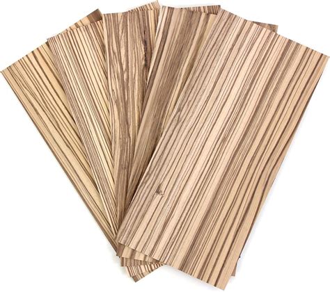 Wodewa Placage De Bois 4mm Lot De 5 Plaques 30x14cm I Zebrano Feuille