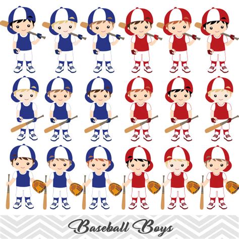 Boys Baseball Digital Clip Art, Sport Boys Baseball Team Clipart ...