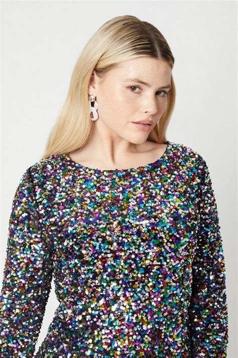 Dresses Sequin Long Sleeve Mini Dress Dorothy Perkins