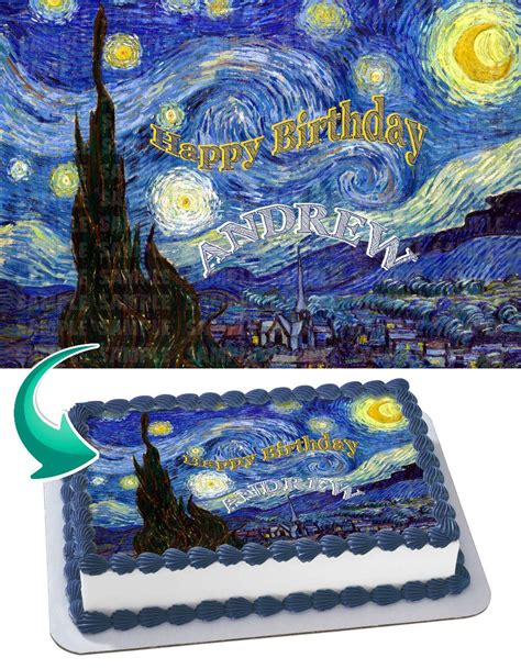 Buy Cakecery The Starry Night Vincent Van Gogh Edible Cake Image Topper