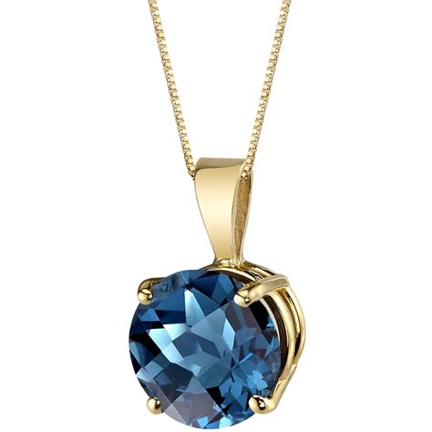 Oravo Ct Round London Blue Topaz Pendant Necklace In K Yellow