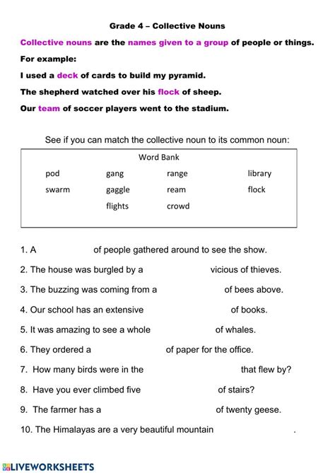 Collective Nouns Interactive Worksheet Artofit