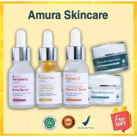 COD PAKET LENGKAP 5 IN 1 SKINCARE AMURA MENGATASI FLEK HITAM DAN