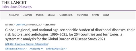 Lancet Infect Dis 全球腹泻疾病负担的变迁1990年至2021年显著下降 MedSci cn