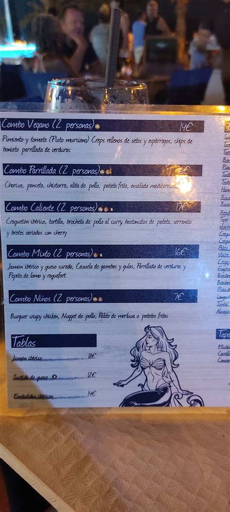 Carta de Restaurante El timón de las tapas Puerto de Mazarrón