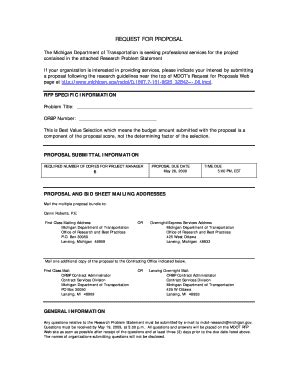 Fillable Online Michigan MDOT ORBP Request For Proposals Posting Cover